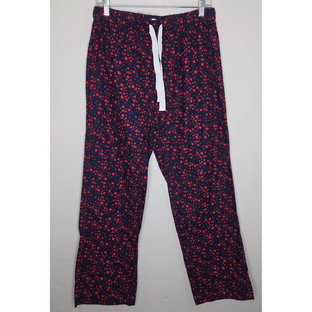 *NEW w/Tags J.Crew Pajama PJ Pants Navy Red Hearts 100% Cotton Womens Size Small